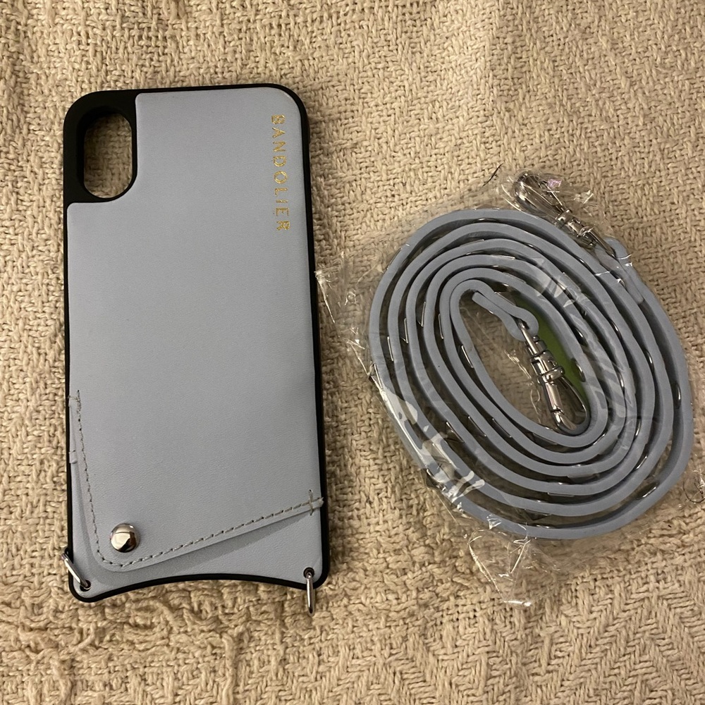 Bandolier Baby Blue iPhone X Case with Pocket and Strap